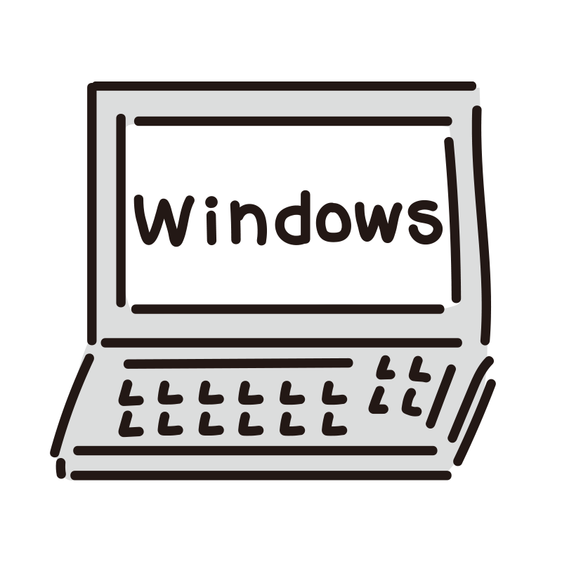 Windowsと表示されているノートパソコン