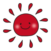 笑顔の赤い太陽