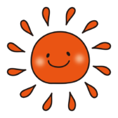 笑顔のオレンジ色の太陽