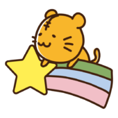 カラフルな流れ星に乗るトラ