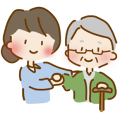 歩行介助をするゆるくて可愛い女性の介護士2