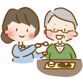 食事介助をするゆるくて可愛い女性の介護士1