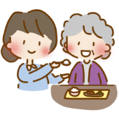 食事介助をするゆるくて可愛い女性の介護士2