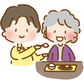 食事介助をするゆるくて可愛い男性の介護士2