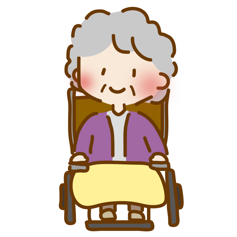 車いすに乗ったゆるくて可愛いおばあさん