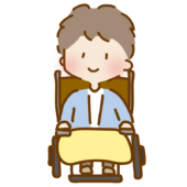 車いすに乗ったゆるくて可愛い男の子