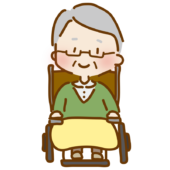 車いすに乗ったゆるくて可愛いおじいさん