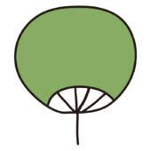 シンプルな緑色のうちわ