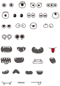 組み合わせて使ういろいろな目と口のセット