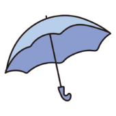 開いている青色の傘