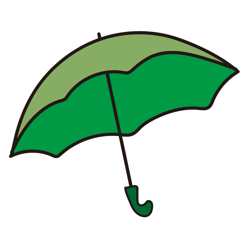 開いている緑色の傘