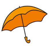 開いているオレンジ色の傘