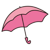 開いているピンク色の傘