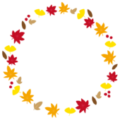秋の葉っぱの丸い枠