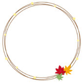 3色のもみじの丸い枠