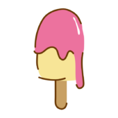 ゆるくて可愛い溶けかけの苺の棒アイス