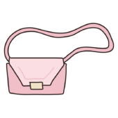 ピンク色のショルダーバッグ