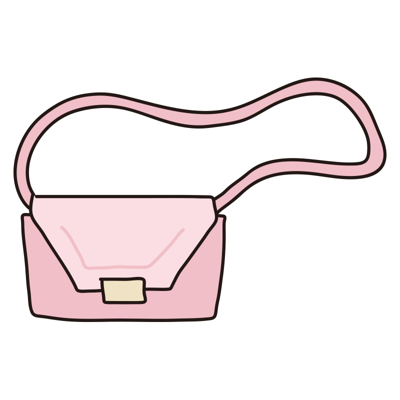 ピンク色のショルダーバッグ