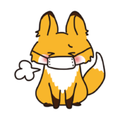 風邪をひいて咳をしているキツネ