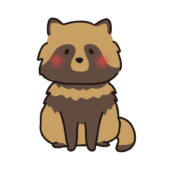 座っているタヌキ