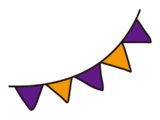 ハロウィンっぽい色合いのガーランド