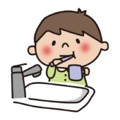 歯磨きしている子供（男の子）