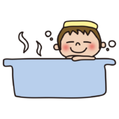 お風呂の湯船につかっている子供（男の子）