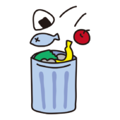 ゴミ箱に捨てられていく食べ物1（フードロス）