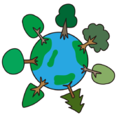 たくさんの木が生えている地球