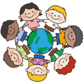 地球の上で手をつなぐ世界の子供たち