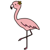 お花をつけたフラミンゴ1