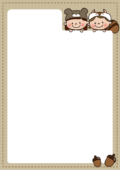 くまとリスの格好をした子供の枠（縦）