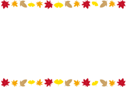 秋の葉っぱの枠（横）