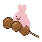 焼き鳥に乗るウサギ