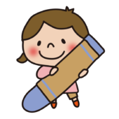 大きなクレヨンを持った子供（女の子1）