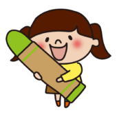 大きなクレヨンを持った子供（女の子2）