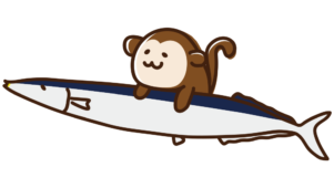 秋刀魚に乗るサル