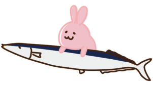 秋刀魚に乗るウサギ
