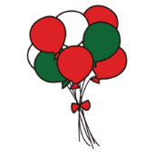 クリスマスっぽい風船の束1