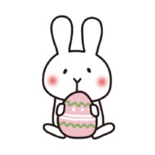 イースター・エッグを持っている白いうさぎ1