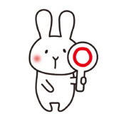 丸を出している白いうさぎ