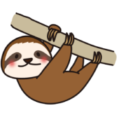 木に斜めにぶら下がっているなまけもの