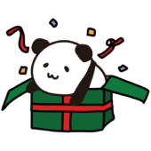 プレゼントから飛び出すパンダ