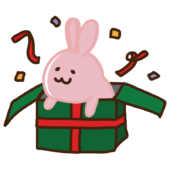 プレゼントから飛び出すウサギ