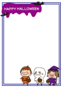 ハロウィンで仮装した子供たちの枠（縦）