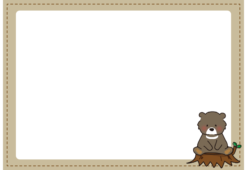 切り株に座るツキノワグマの枠（横）