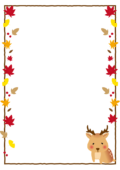 鹿と紅葉の枠（縦）