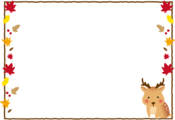 鹿と紅葉の枠（横）