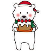 クリスマスケーキを準備する白クマ