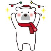 クリスマスの飾りつけをする白クマ